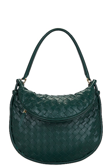 Bottega Veneta Medium Gemelli Intrecciato Shoulder Bag in Emerald Green