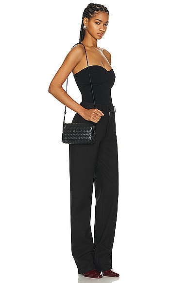 Bottega Veneta Black Leather Small Loop Camera Bag In Black & Gold