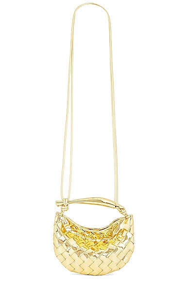 Shop Bottega Veneta Mini Sardine Bag In Gold & Brass