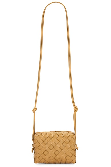 Shop Bottega Veneta Mini Loop Bag In Dark Praline & Gold