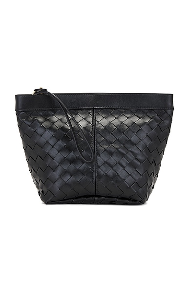 Bottega Veneta Medium Prism Pouch in Black & Gold