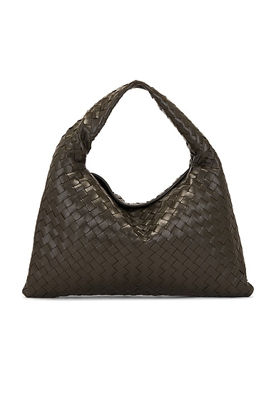 Bottega Veneta Small Hop Bag in Kaki & Muse Brass | FWRD