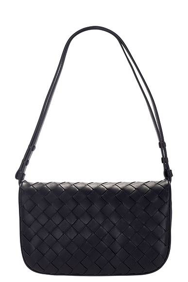Bottega Veneta Intrecciato Puff Pouch in Black & Space Gold