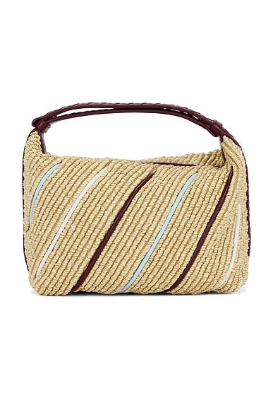 Bottega Veneta Wallace Raffia Bag in Natural, Barolo, Zenith, White, & Muse Brass