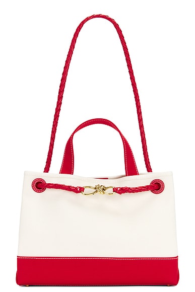 Andiamo Canvas Bag in White, Scarlet, Nail Polish, & Muse Brass