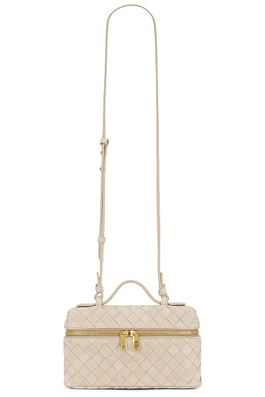 Bottega Veneta Bang Bang Suede Vanity Bag in Ecru & Gold