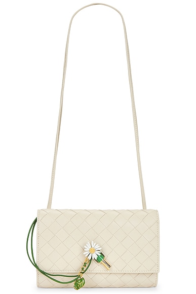 Bottega Veneta Andiamo Slim Pouch in Sea Salt, Daisy Flower, & Muse Brass