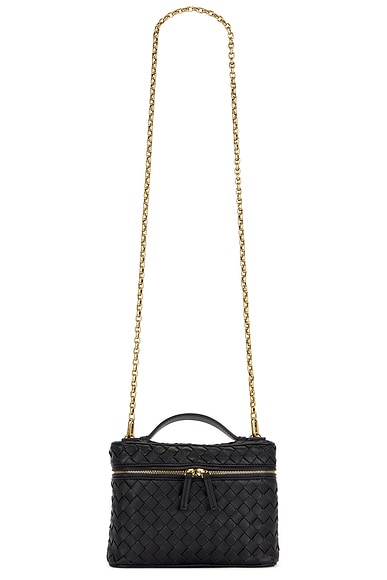Bottega Veneta Small Soft Vanity Bag in Black & Muse Brass