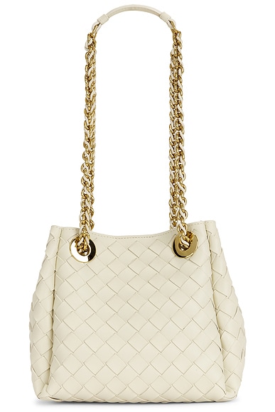 Bottega Veneta Small Parachute Chain Bag in Sea Salt & Muse Brass