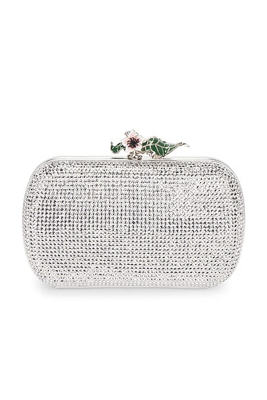 Bottega Veneta Knot Crystal Clutch in White Moonlight & Silver