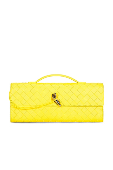 Bottega Veneta Andiamo Clutch in Daffodil & Muse Brass
