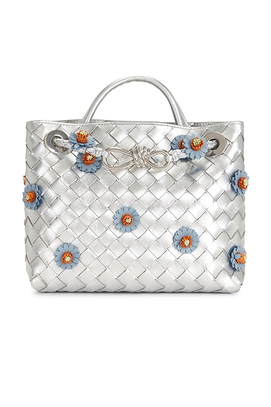 Bottega Veneta Small Andiamo Bag in Silver & Flowers Mix
