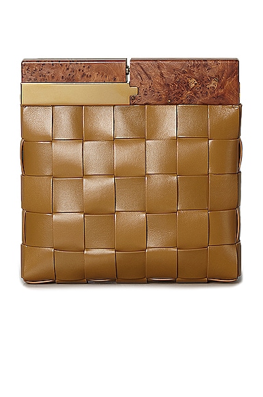 Bottega Veneta Woven Square Clutch in Camel Naturale FWRD