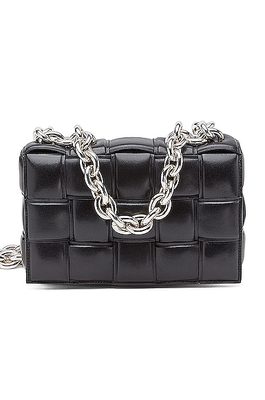 Bottega Veneta Chain Cassette Bag in Black & Silver