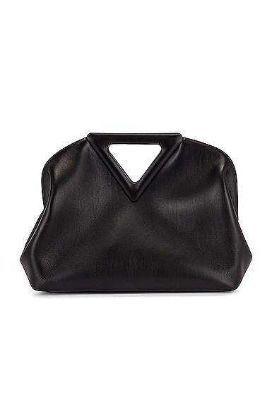 Bottega Veneta Point Top Handle Bag In Black & Silver