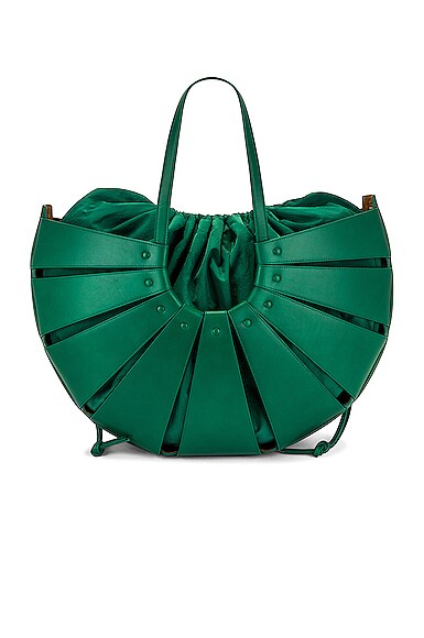 Bottega Veneta The Shell Large Bag in Racing Green & Gold | FWRD