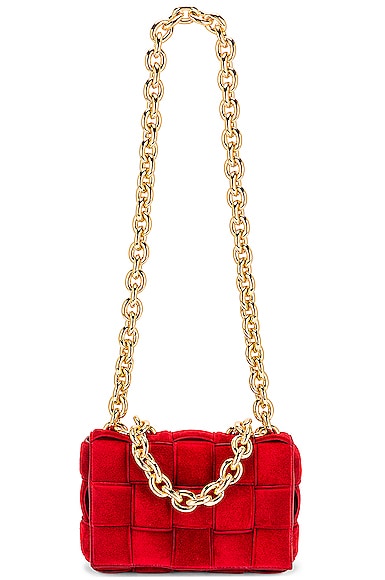 Bottega Veneta Chain Cassette Bag in Dark Red & Gold