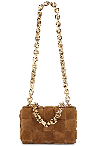 Bottega Veneta Chain Cassette Crossbody Bag in Acorn & Gold