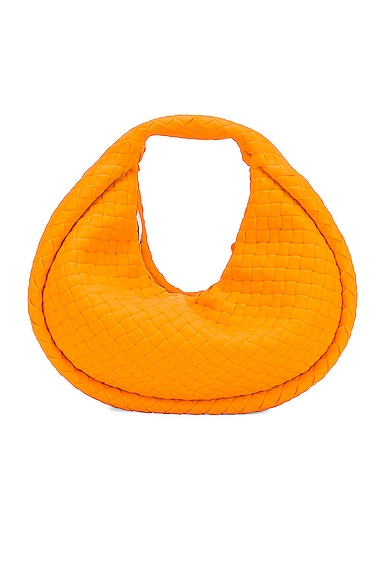 Bottega Veneta Mini Padded Jodie Shoulder Bag in Tangerine & Silver
