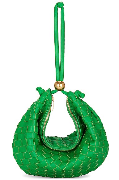 Bottega Veneta Medium Half Moon Pouch Bag in Green