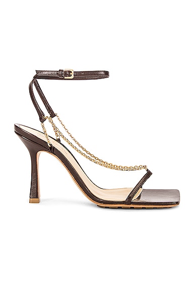 Bottega Veneta Stretch Chain Sandals in Ebony | FWRD