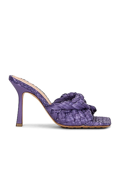 Bottega Veneta Raffia Stretch Mules in Purple