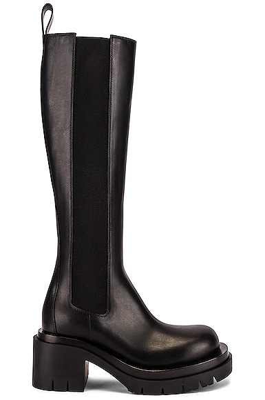 Bottega Veneta Lug High Top Chelsea Boots in Black