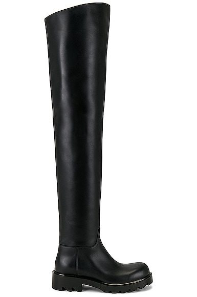 Bottega Veneta Leather Thigh High Boots in Black