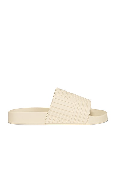 Bottega Veneta Slider Intreccio Slide Sandals in White