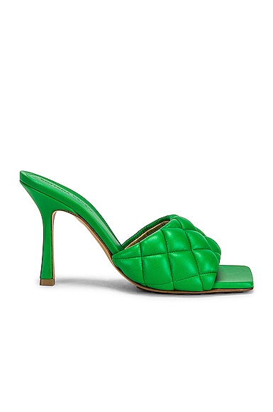 Bottega Veneta Padded Stretch Mule Sandals in Green