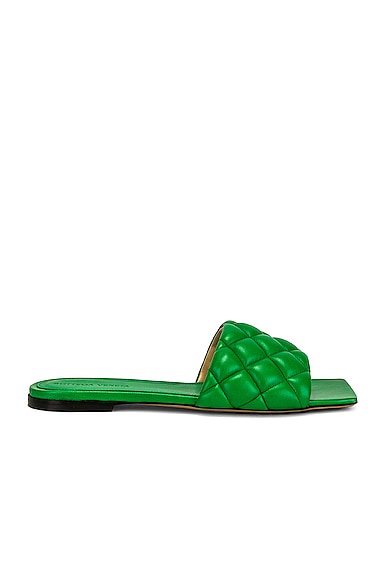 Bottega Veneta Padded Stretch Flat Sandals in Green