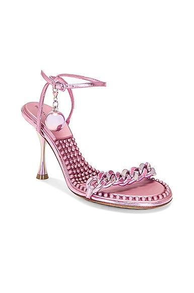 Shop Bottega Veneta Dot Ankle Strap Sandals In Azalea