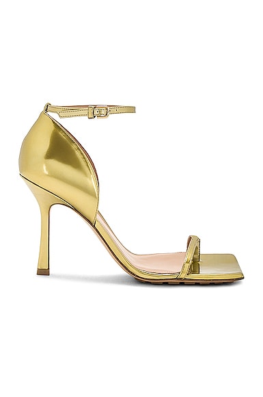 Bottega Veneta Stretch Sandal in Metallic Gold