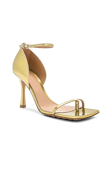 Shop Bottega Veneta Stretch Sandal In Gold