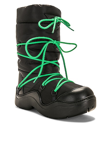 Bottega Veneta Puddle Bomber Boot In Black & Parakeet