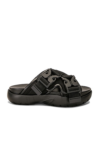 Bottega Veneta Nylon Slide Sandals In Black