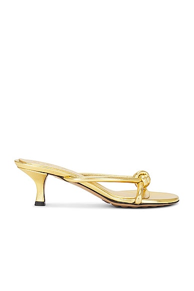 Shop Bottega Veneta Metallic Blink Mule Sandal In Gold