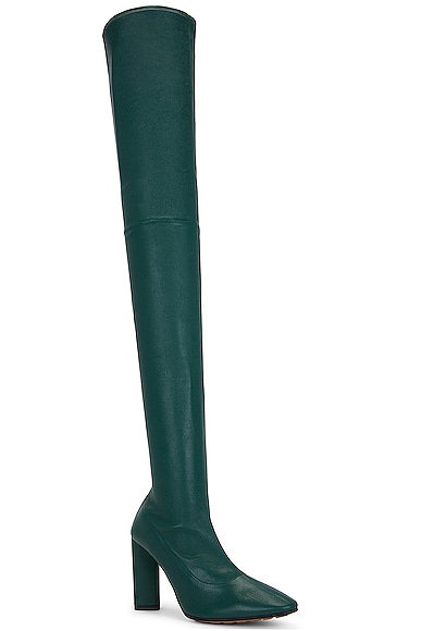 Shop Bottega Veneta Tripod Thigh High Boot In Emerald Green
