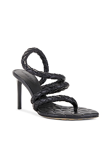Bottega Veneta Woven Pattern High Heel Sandals In Black