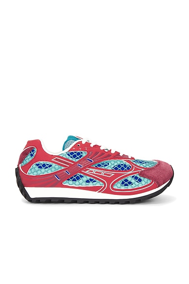 Bottega Veneta Orbit Sneaker in Turquoise & Cherry