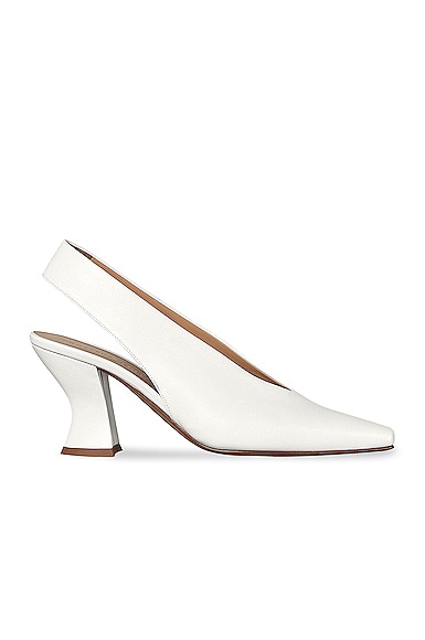 Bottega Veneta Almond Slingback Kitten Heels in Optic White FWRD