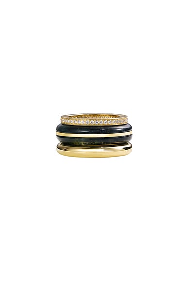 BY PARIAH Classic Stack Ring in Moss Agate