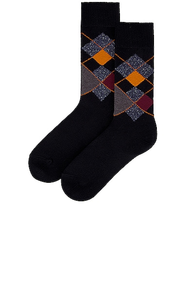 Shop Beams Argyle Socks In Black