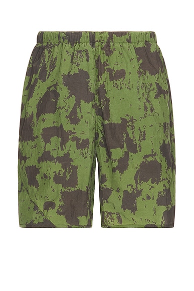 Beams Mil Athletic Shorts Nylon Camo Print In Olive
