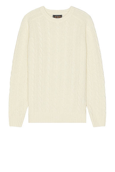 Beams Plus Cable Sweater in Off White