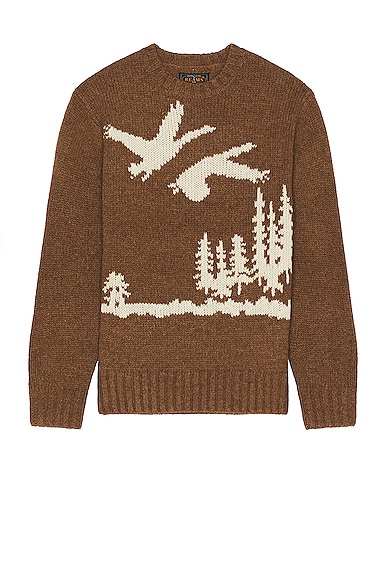 Beams Plus Intarsia Sweater in Brown