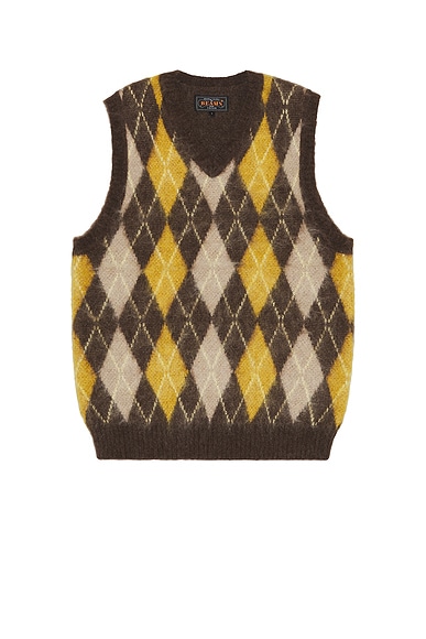 Beams Plus Argyle Vest Mohair in Brown