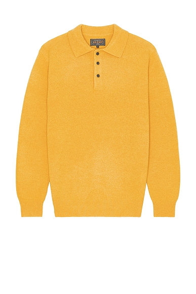 Beams Plus Knit Polo 9g Sweater in Gold