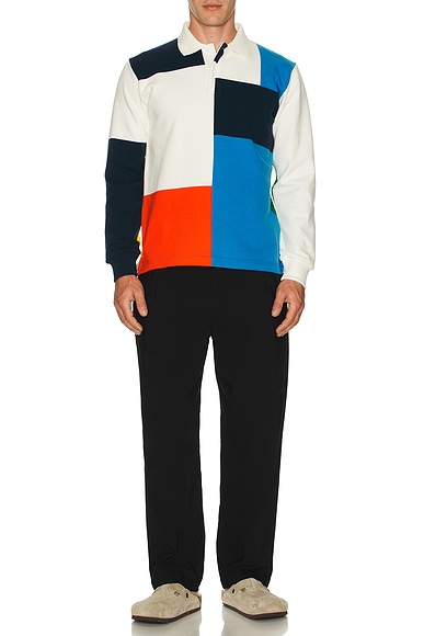Knit Ragger Color Block On Embroidery
