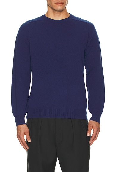 Beams Plus Crew 9g Sweater in Blue